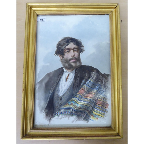 370 - A mixed lot: to include a late 19thC porcelain plaque, painted with the portrait of a bearded man&nb... 