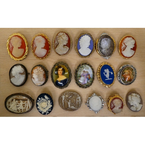 46 - Costume jewellery, mostly cameo brooches