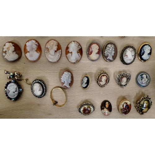 46 - Costume jewellery, mostly cameo brooches