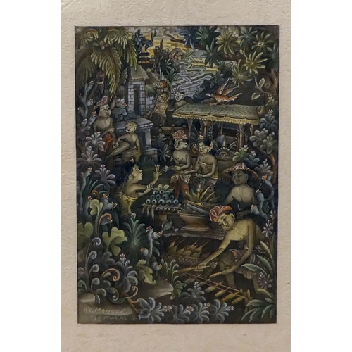 52 - Kemanggi - Indonesian figures, in a garden setting  watercolour  bears a signature  5... 