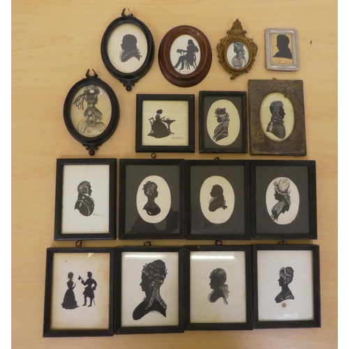 64 - A miscellaneous collection of portrait miniature framed silhouettes  largest 6