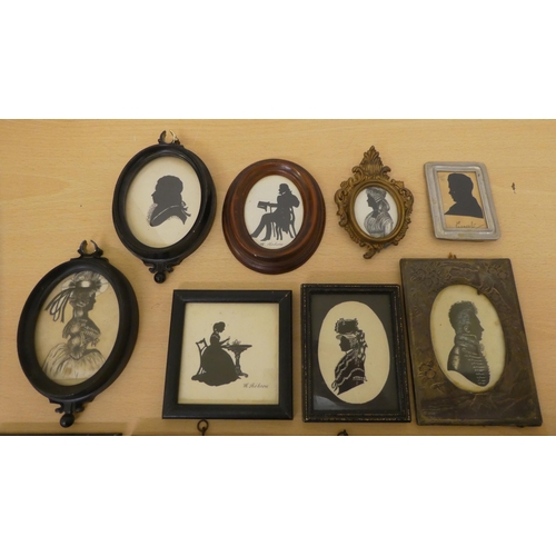 64 - A miscellaneous collection of portrait miniature framed silhouettes  largest 6