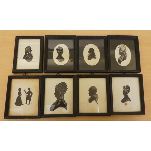 64 - A miscellaneous collection of portrait miniature framed silhouettes  largest 6