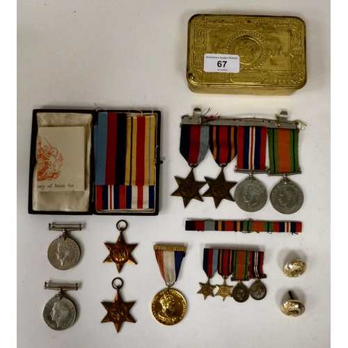 67 - World War II medals: to include 'The Burma Star'(Please Note: this lot is subject to the statement m... 