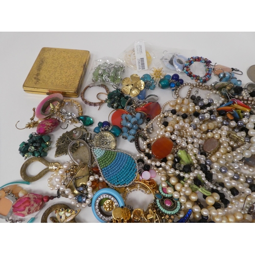 69 - Costume jewellery: to include coloured bead necklaces