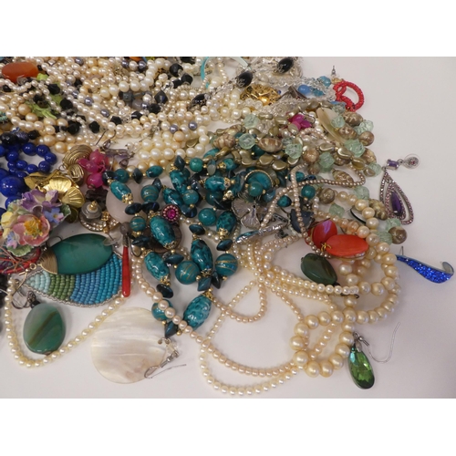 69 - Costume jewellery: to include coloured bead necklaces