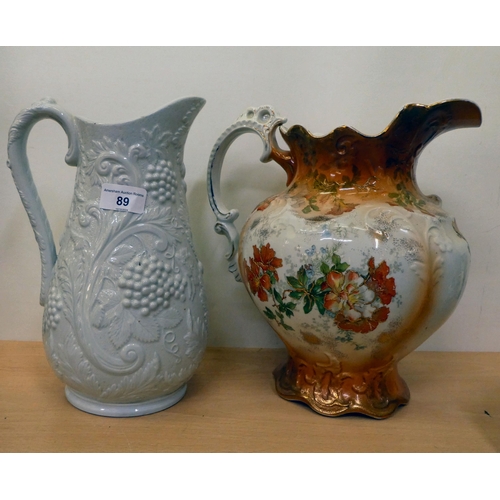 89 - Ceramics: to include a Portmerion china jug, moulded with fruiting vine  12