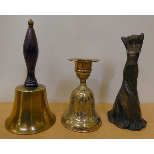 92 - Decorative metalware: to include a brass candle holder, fashioned as a cobra  8.5