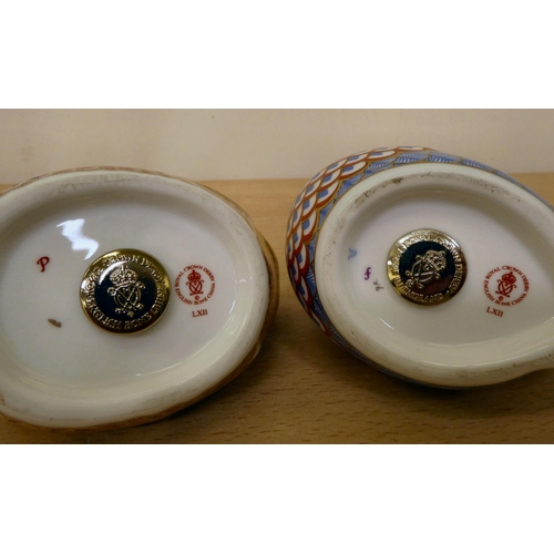 97 - A pair of Royal Crown Derby china paperweights, viz. a cockerel  4