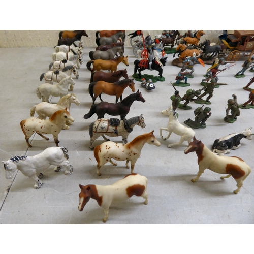 120 - Britains and other model figures: to include knights and cowboys