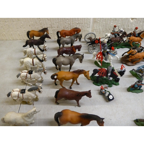 120 - Britains and other model figures: to include knights and cowboys