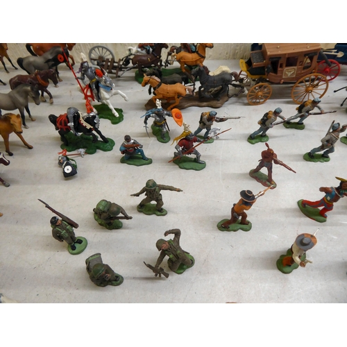 120 - Britains and other model figures: to include knights and cowboys