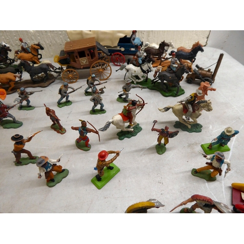 120 - Britains and other model figures: to include knights and cowboys