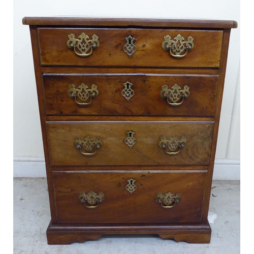 135 - A 19thC mahogany four drawer bedside chest, raised on bracket feet  30