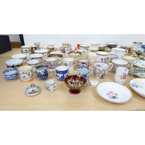 168 - 18th, 19th & 20thC mainly porcelain and china cabinet cups and saucers (some single pieces), mix... 