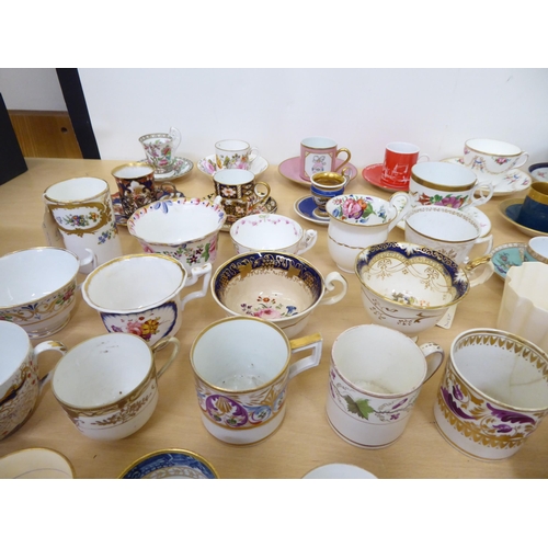 168 - 18th, 19th & 20thC mainly porcelain and china cabinet cups and saucers (some single pieces), mix... 