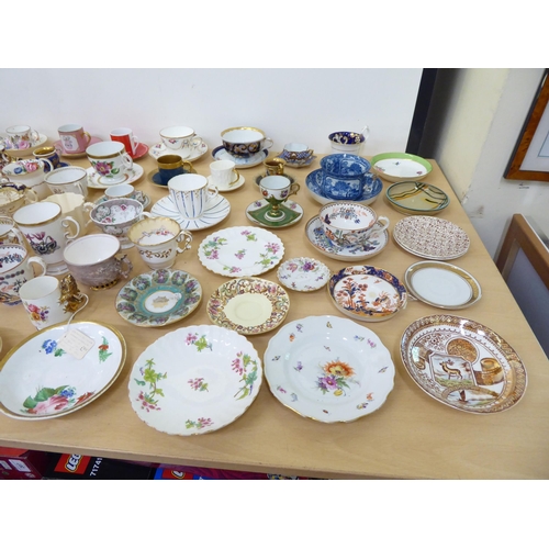 168 - 18th, 19th & 20thC mainly porcelain and china cabinet cups and saucers (some single pieces), mix... 