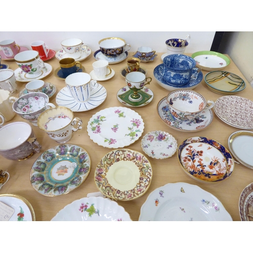 168 - 18th, 19th & 20thC mainly porcelain and china cabinet cups and saucers (some single pieces), mix... 