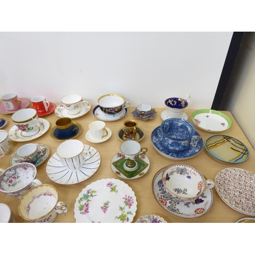 168 - 18th, 19th & 20thC mainly porcelain and china cabinet cups and saucers (some single pieces), mix... 