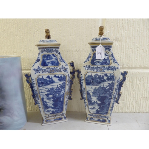 17 - 19thC and later Oriental ceramics: to include a pair of late 19thC Chinese porcelain, tapered vases,... 