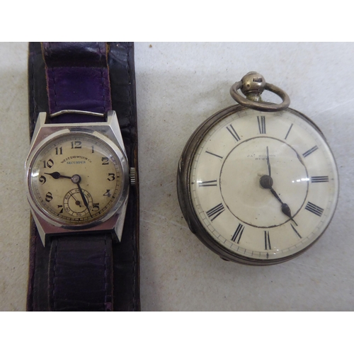 177 - Two silver cased pocket watches  mixed marks; a steel cased Heuer stopwatch; a steel cased West End ... 