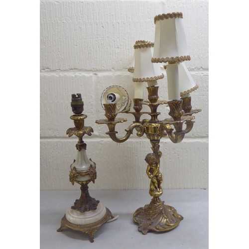 18 - 20thC Oriental porcelain and other table lamps of various form  largest 16