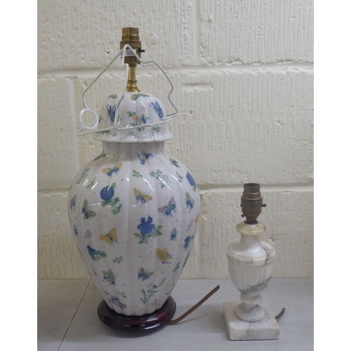 18 - 20thC Oriental porcelain and other table lamps of various form  largest 16