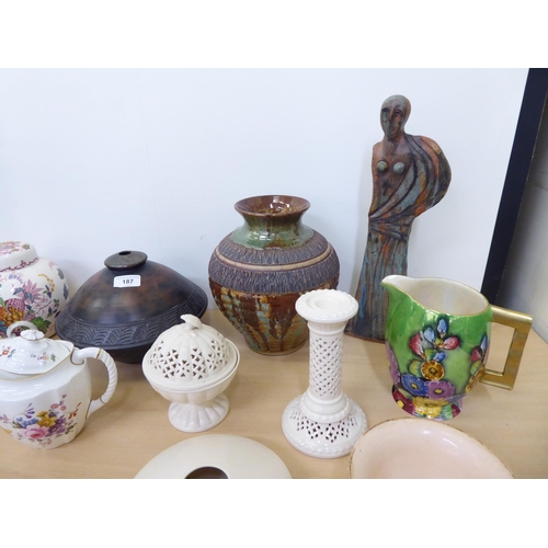 187 - Studio pottery, creamware and other ceramics: to include a Carltonware china jug