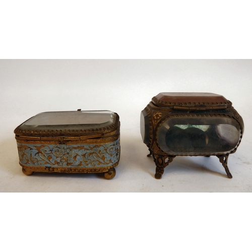 206 - Two late Victorian gilt metal and glass ring boxes  3