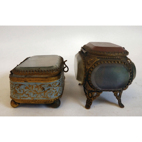 206 - Two late Victorian gilt metal and glass ring boxes  3