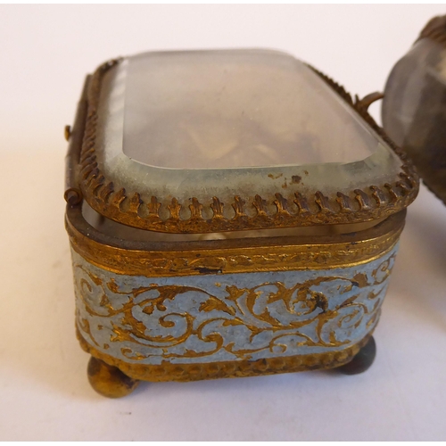 206 - Two late Victorian gilt metal and glass ring boxes  3