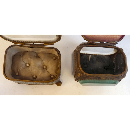 206 - Two late Victorian gilt metal and glass ring boxes  3