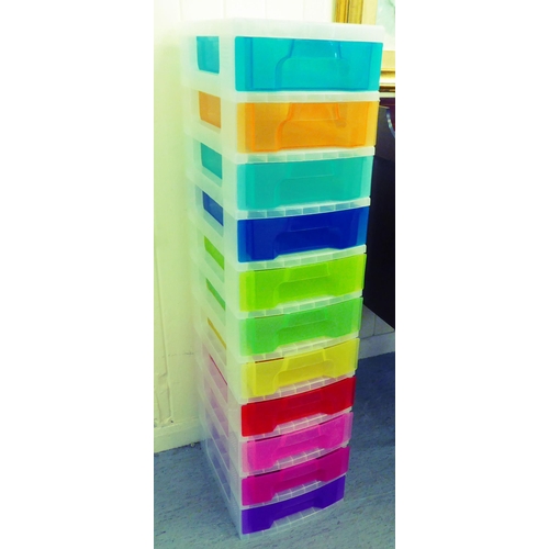 213 - A modern multi-coloured moulded plastic, eleven drawer storage unit  46