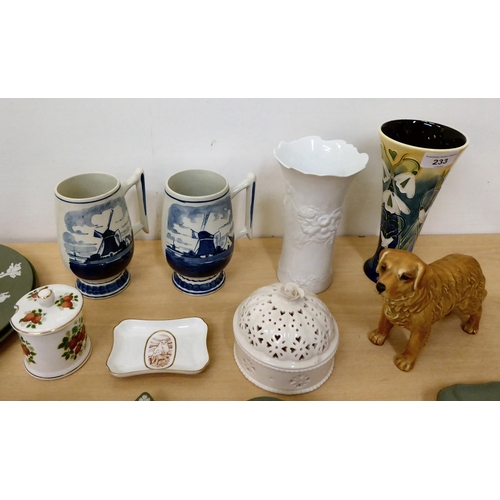 233 - Decorative ceramics: to include sage green Wedgwood Jasperware items