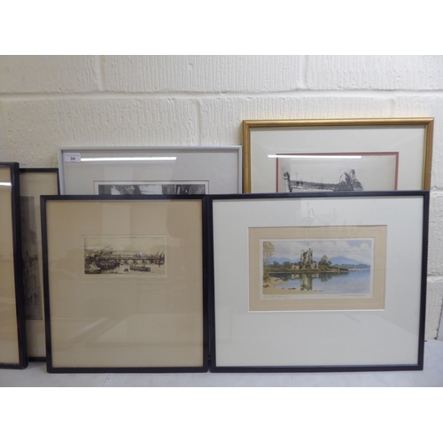 34 - Framed pictures and prints: to include after Carl Bullock - 'Loco footplate'  Limited Edition 1... 