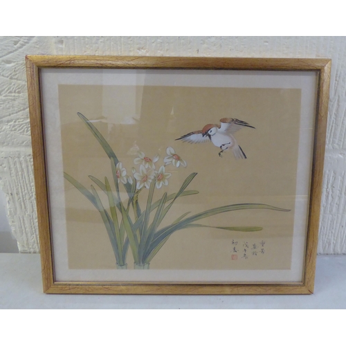 35 - Framed prints: to include wild cub and Japanese floral studies  approx. 6