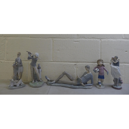 61 - Five Lladro porcelain figures: to include a golfer  10