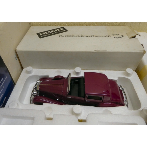 65 - Four Franklin Mint model vehicles: to include a '1938 Ford Fire Engine'; and a '1938 Rolls Royce Pha... 