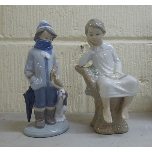 66 - Five Lladro porcelain figures: to include a young woman with two swans at her feet  8