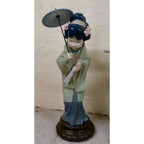 68 - Five Lladro porcelain figures: to include a young woman, holding a parasol  9