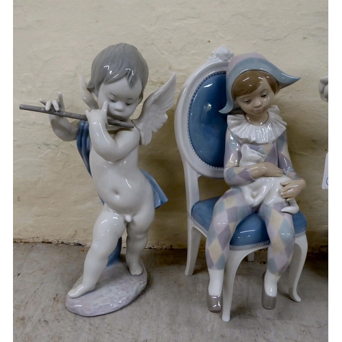 68 - Five Lladro porcelain figures: to include a young woman, holding a parasol  9