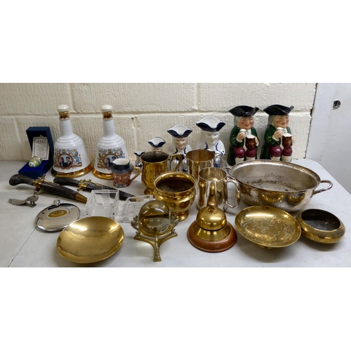 73 - A mixed lot: to include two silver plated tankards