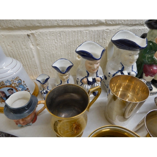 73 - A mixed lot: to include two silver plated tankards