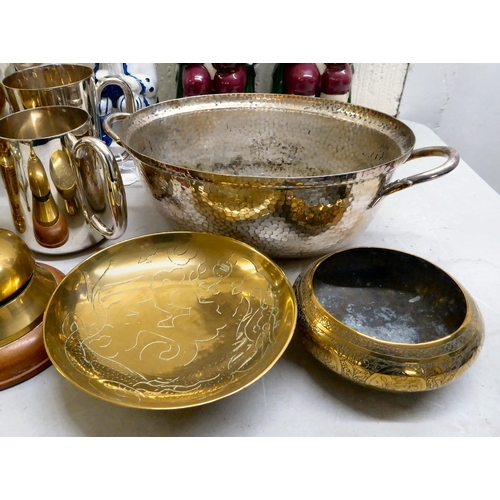 73 - A mixed lot: to include two silver plated tankards