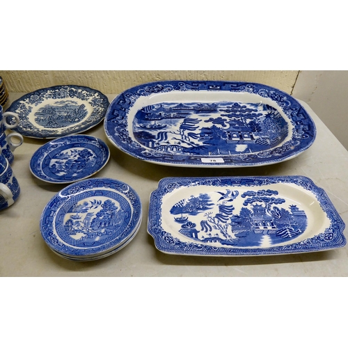 78 - Blue and white ceramics: to include Royal Crown Derby china plates  6