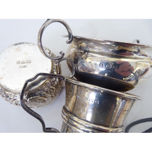 163 - Silver collectables: to include pill boxes; cream jugs; and flatware  mixed marks