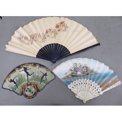 182 - Variously constructed fans and face screens, some in Oriental taste