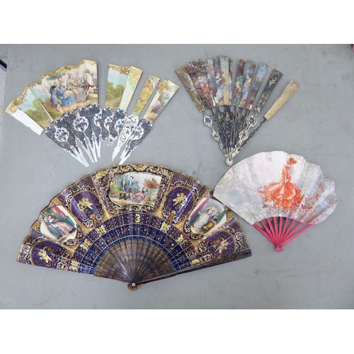 182 - Variously constructed fans and face screens, some in Oriental taste