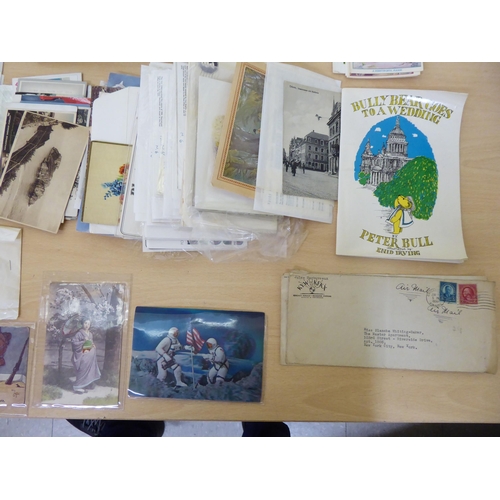 106 - Uncollated early 20thC ephemera; postcards; and used postage stamps on letters