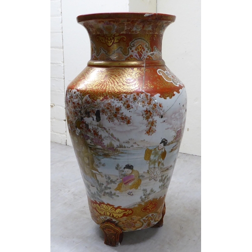 13 - A late 19thC Japanese Kutani porcelain vase, traditionally decorated in iron red and gilding with fi... 